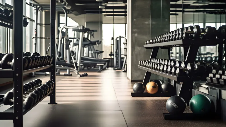 Image of gym interior with weights.