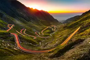 Arges chargers Large view of Transfagarasan road