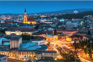Cluj chargers Cluj seen from aeral in the evening