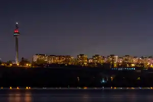 Galati Wind Power Picture captured at night of the shore of the city of Galati with the lights of the city reflecting in the waters of the Danube