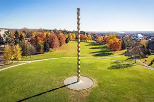 Gorj chargers The Endless Column sculpture by Constantin Brancusi.