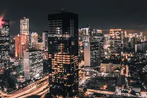 Indonesia wind power Image of Jakarta at night.