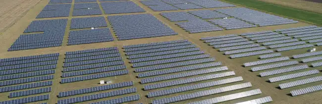 Aeral view of a Large solar power plant.