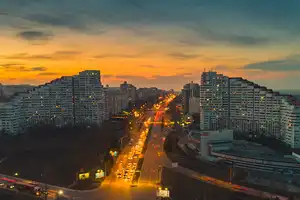 Moldova wind power Night cityscape of Chisinau, Moldova.